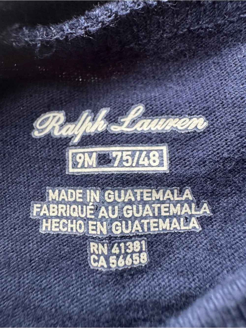 Polo Ralph Lauren Baby Navy Short Sleeve T-Shirt Red Pony Logo 9 Months